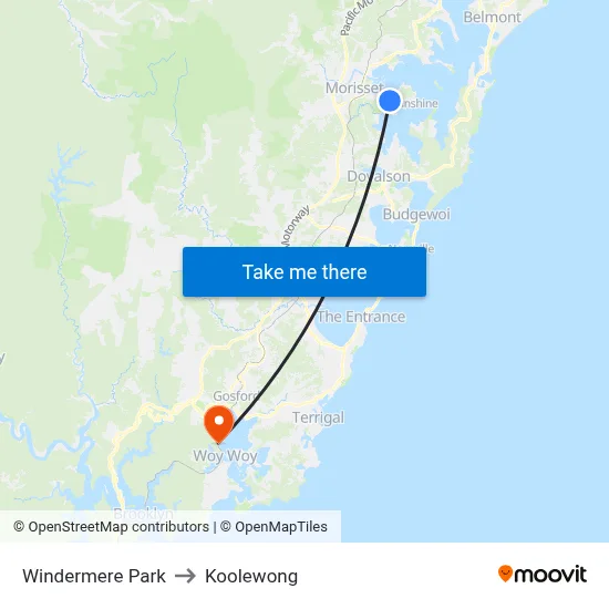 Windermere Park to Koolewong map