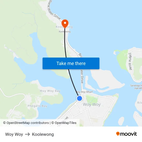 Woy Woy to Koolewong map