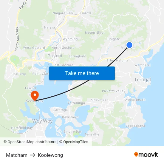 Matcham to Koolewong map