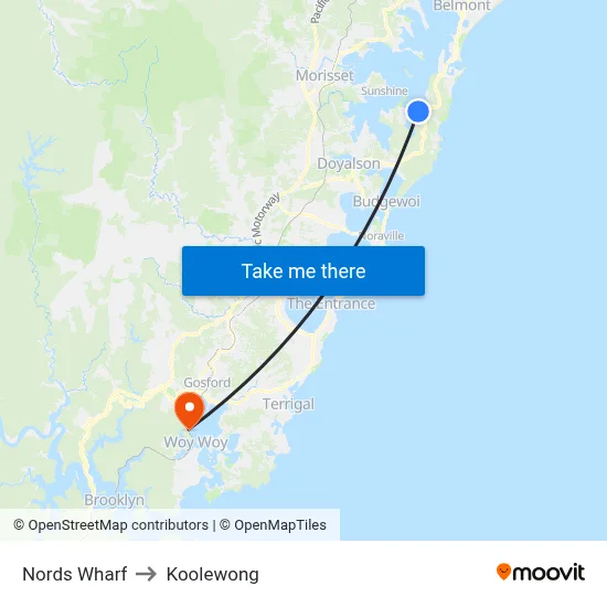 Nords Wharf to Koolewong map
