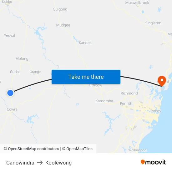 Canowindra to Koolewong map