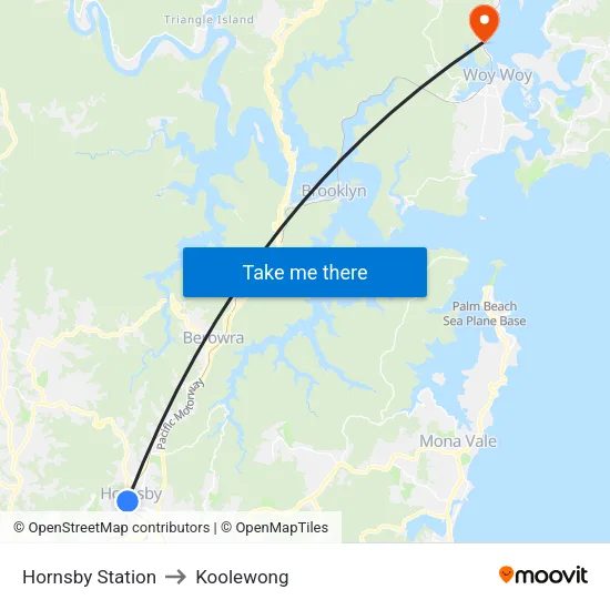 Hornsby Station to Koolewong map