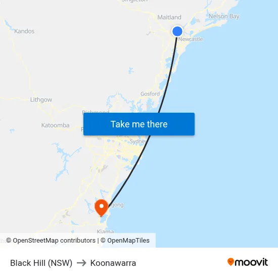 Black Hill (NSW) to Koonawarra map