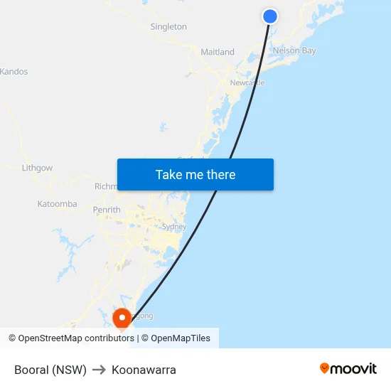 Booral (NSW) to Koonawarra map