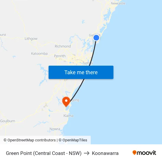 Green Point (Central Coast - NSW) to Koonawarra map
