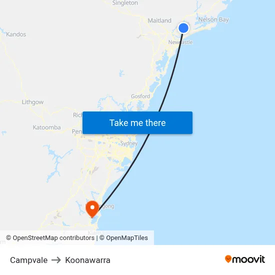 Campvale to Koonawarra map