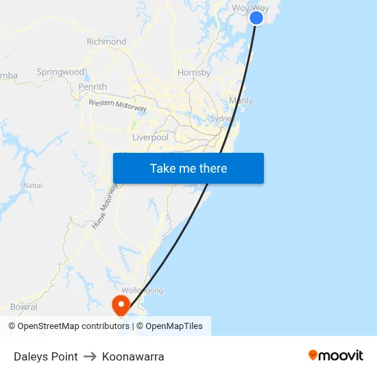 Daleys Point to Koonawarra map