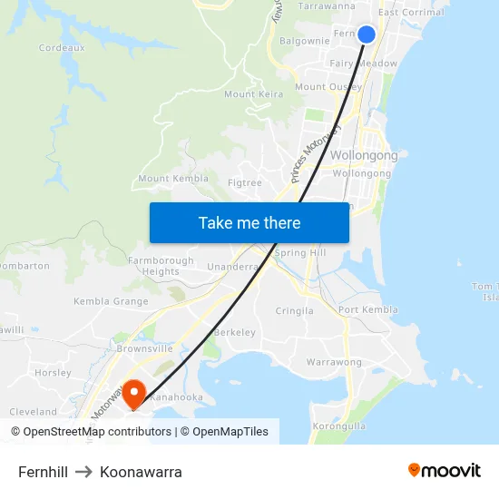 Fernhill to Koonawarra map