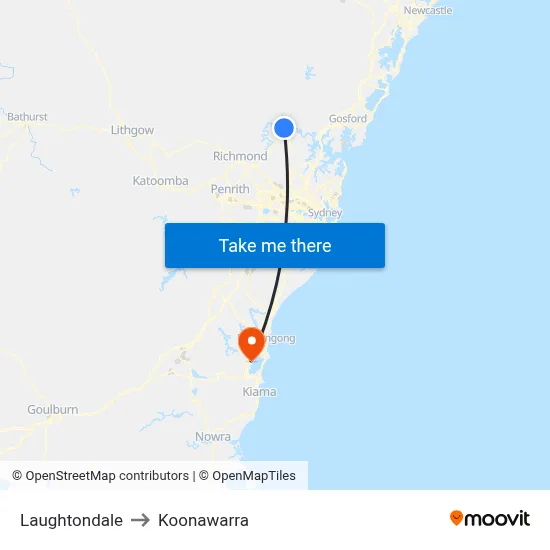 Laughtondale to Koonawarra map