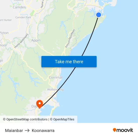 Maianbar to Koonawarra map
