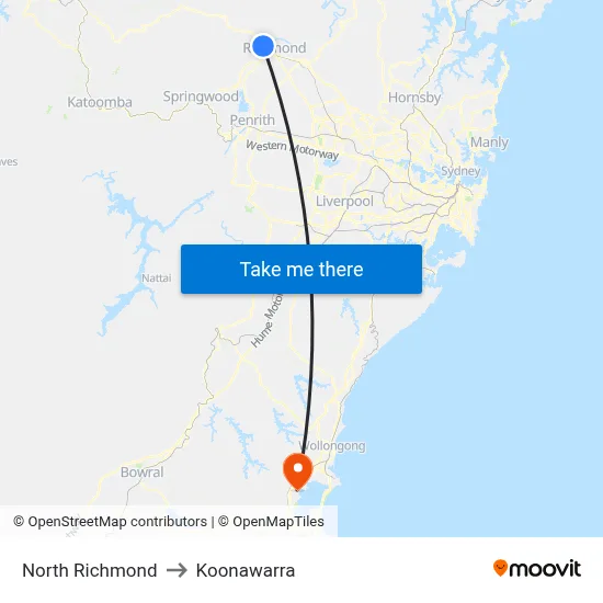 North Richmond to Koonawarra map