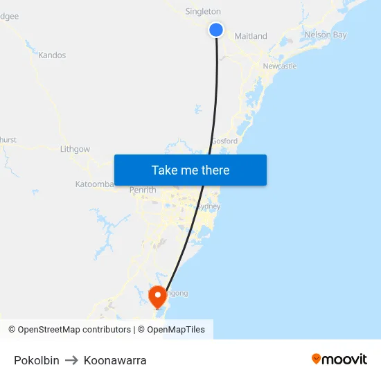 Pokolbin to Koonawarra map