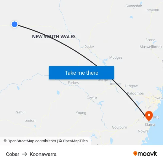 Cobar to Koonawarra map