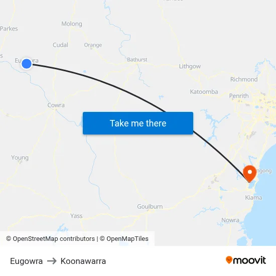 Eugowra to Koonawarra map