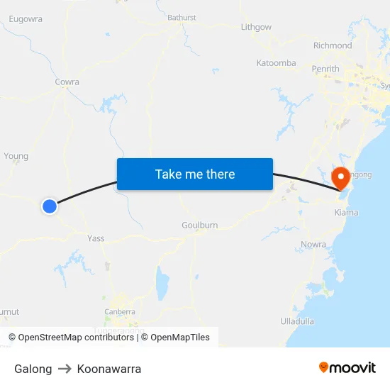 Galong to Koonawarra map