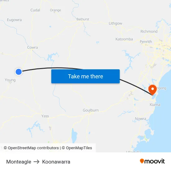 Monteagle to Koonawarra map