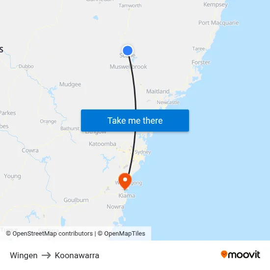 Wingen to Koonawarra map