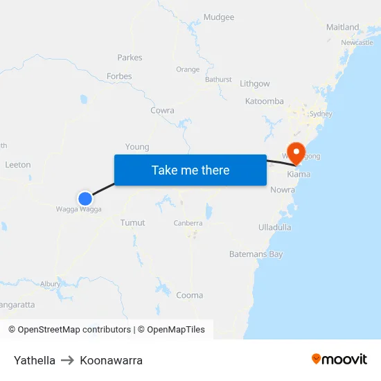 Yathella to Koonawarra map