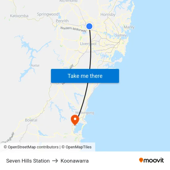 Seven Hills Station to Koonawarra map