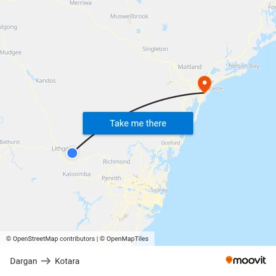 Dargan to Kotara map