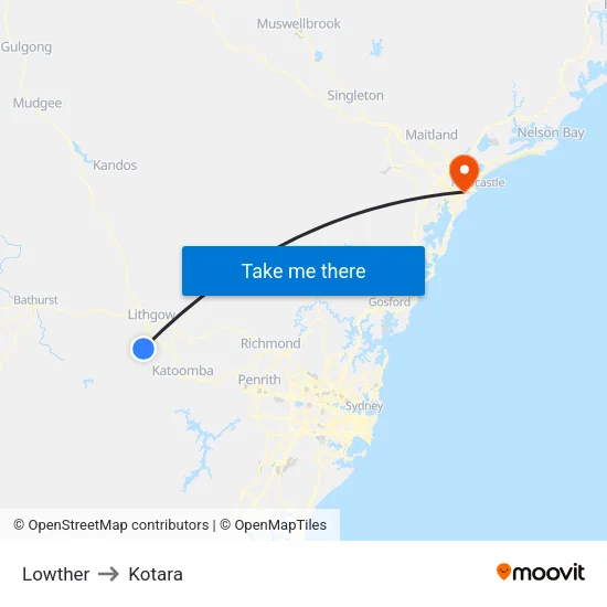 Lowther to Kotara map