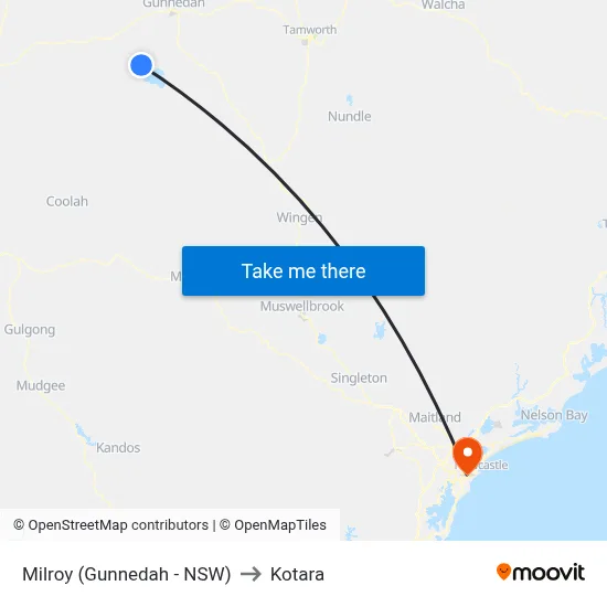 Milroy (Gunnedah - NSW) to Kotara map