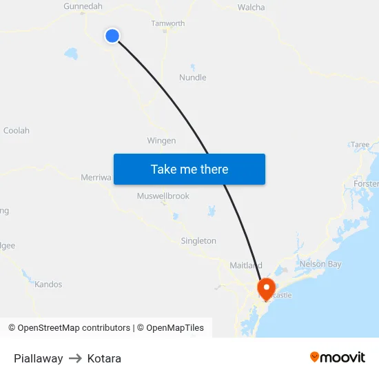 Piallaway to Kotara map