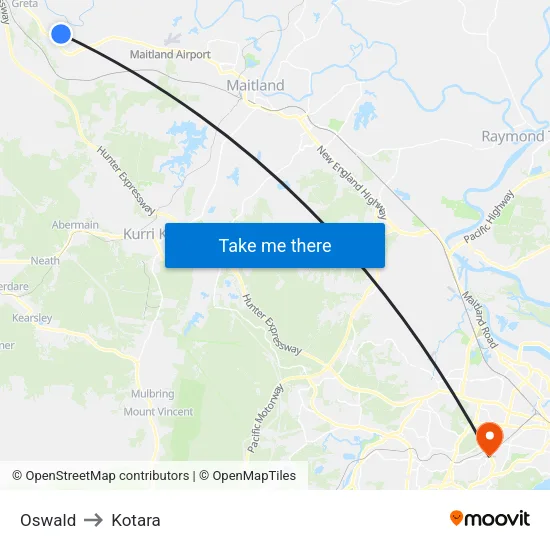 Oswald to Kotara map