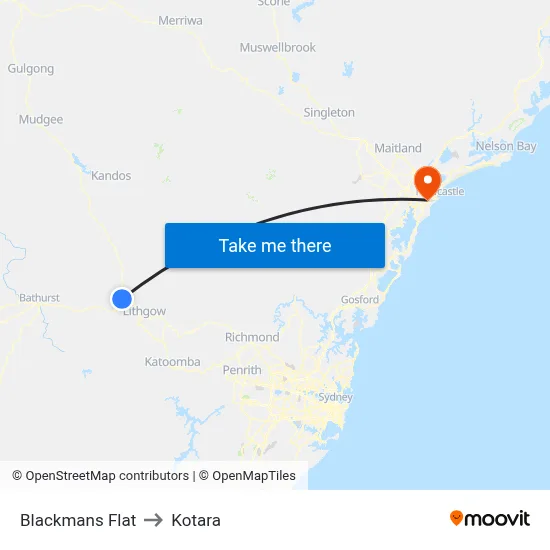 Blackmans Flat to Kotara map