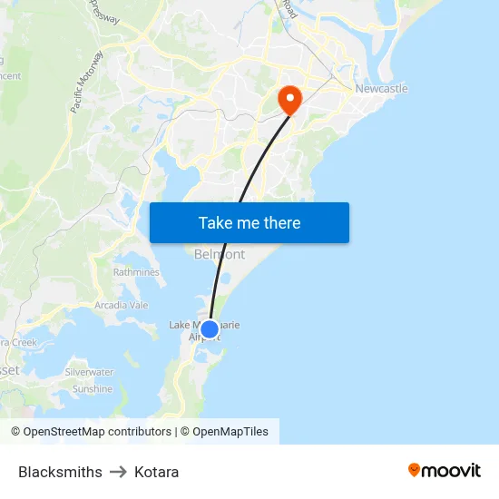 Blacksmiths to Kotara map