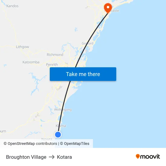 Broughton Village to Kotara map