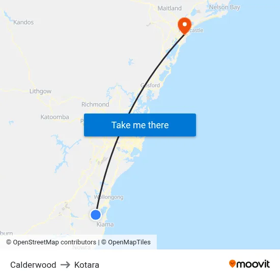 Calderwood to Kotara map