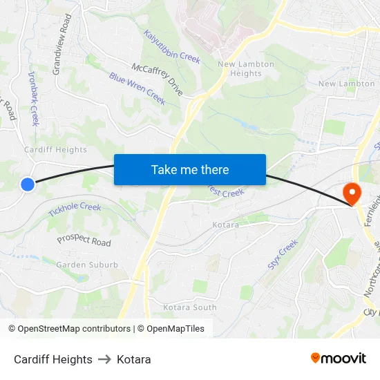 Cardiff Heights to Kotara map