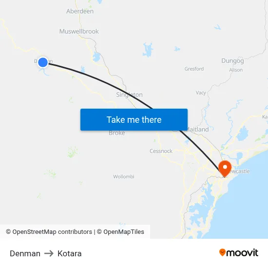 Denman to Kotara map