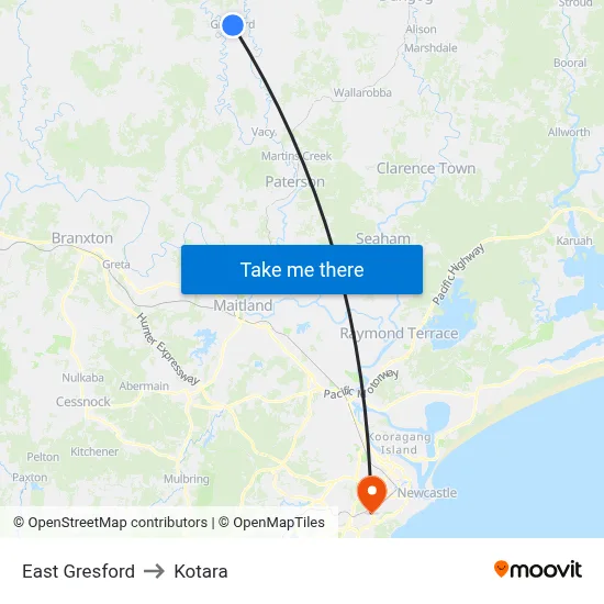 East Gresford to Kotara map