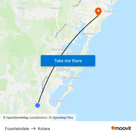 Fountaindale to Kotara map