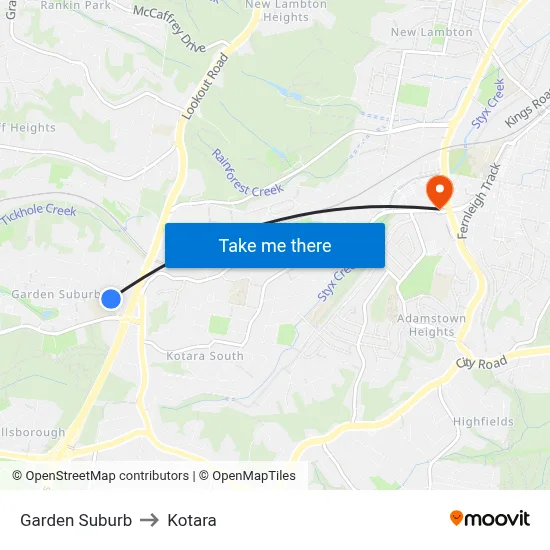 Garden Suburb to Kotara map