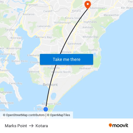 Marks Point to Kotara map