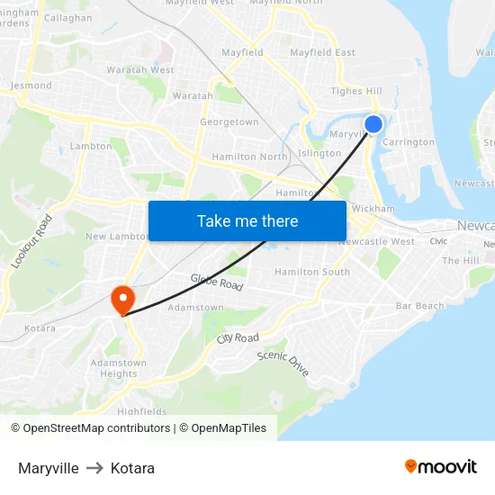 Maryville to Kotara map