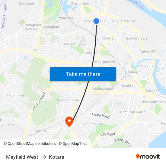 Mayfield West to Kotara map