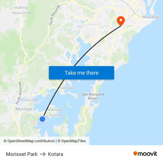 Morisset Park to Kotara map