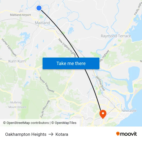Oakhampton Heights to Kotara map