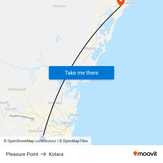 Pleasure Point to Kotara map