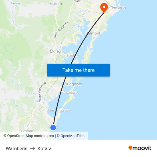 Wamberal to Kotara map