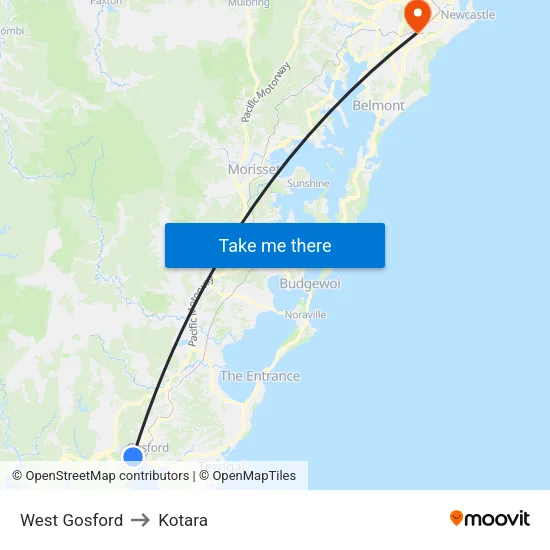 West Gosford to Kotara map