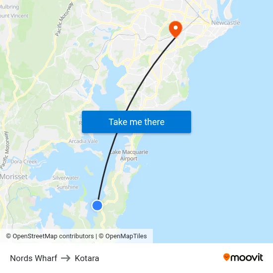 Nords Wharf to Kotara map