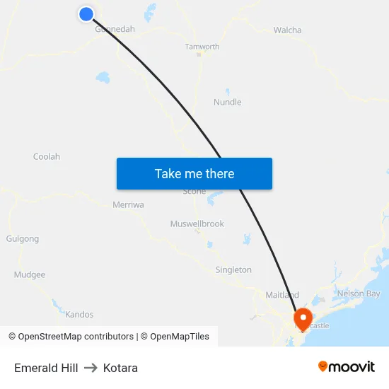 Emerald Hill to Kotara map