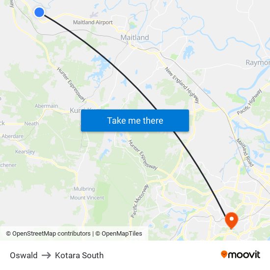 Oswald to Kotara South map