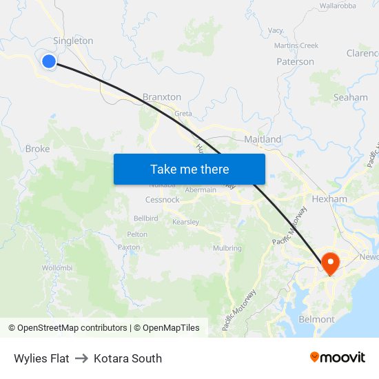 Wylies Flat to Kotara South map