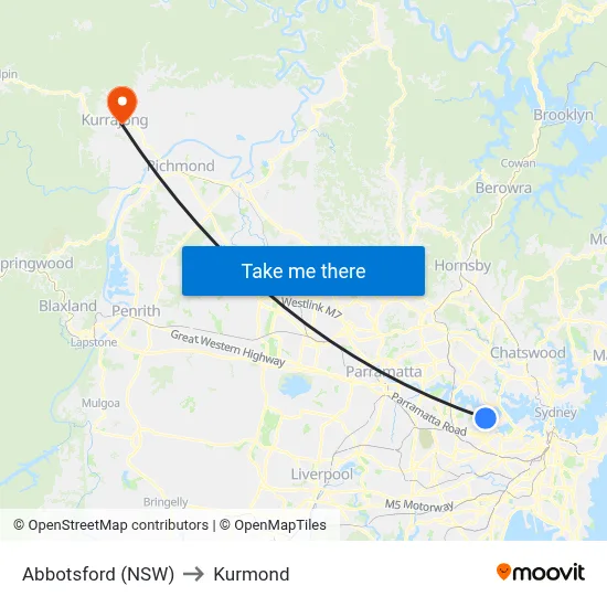 Abbotsford (NSW) to Kurmond map